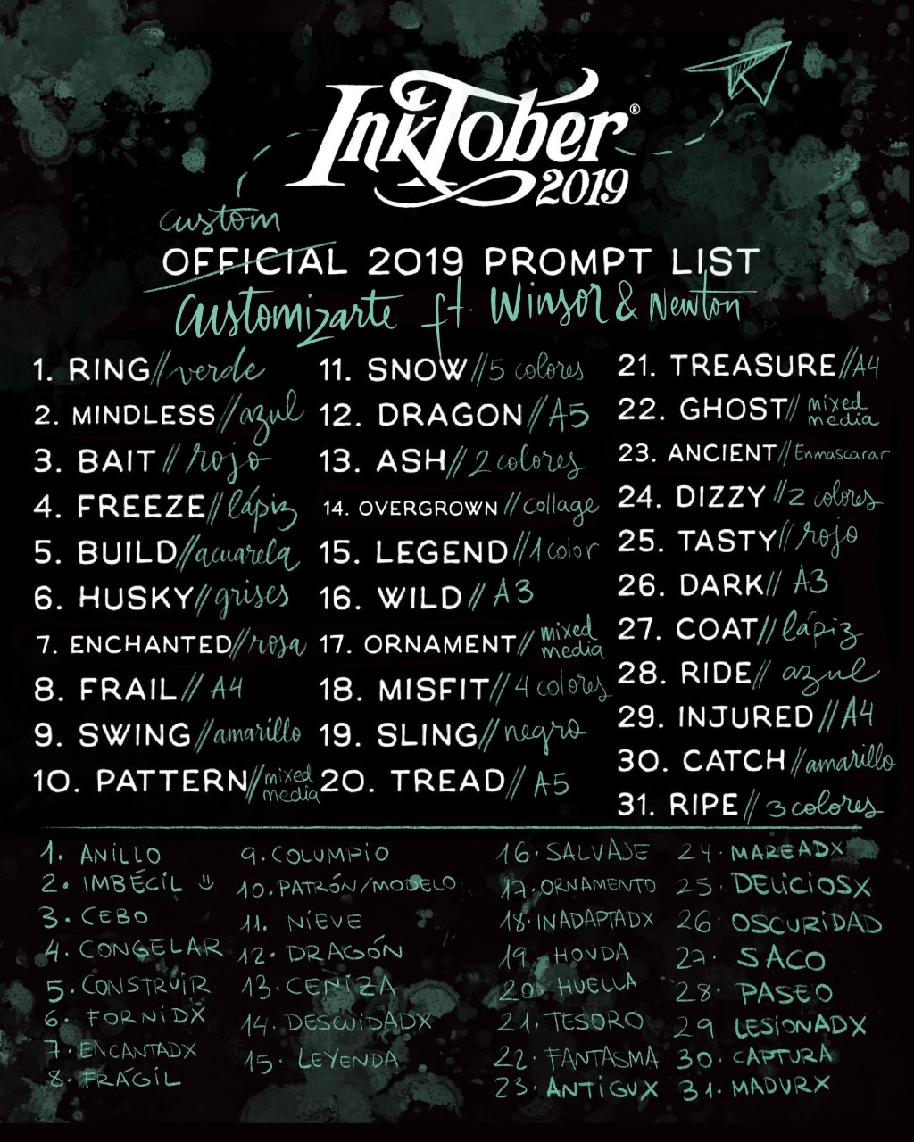 Inktober 2019 con Customizarte y Winsor & Newton